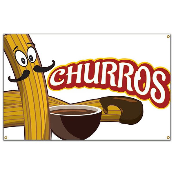 Churros Banner Heavy Duty 13 Oz Vinyl with Grommets Single Sided
